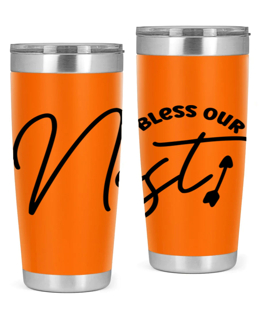 Bless Our Nest55# 20oz Tumbler featuring double wall vacuum insulation and a stylish design, perfect for hot and cold beverages.