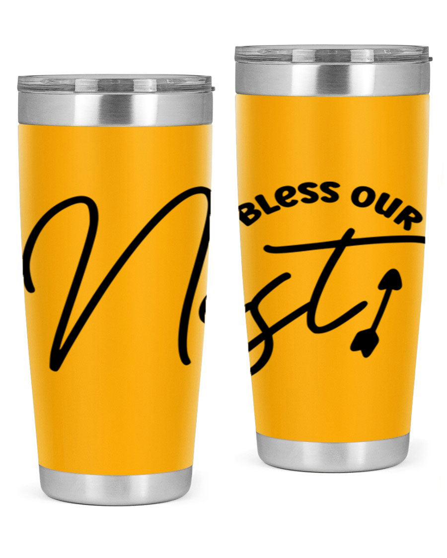 Bless Our Nest55# 20oz Tumbler featuring double wall vacuum insulation and a stylish design, perfect for hot and cold beverages.