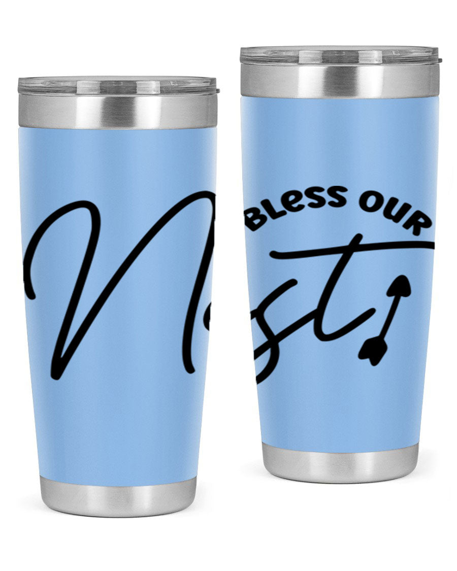 Bless Our Nest55# 20oz Tumbler featuring double wall vacuum insulation and a stylish design, perfect for hot and cold beverages.