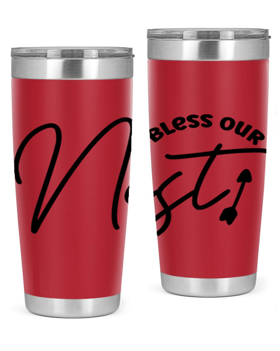 Bless Our Nest55# 20oz Tumbler featuring double wall vacuum insulation and a stylish design, perfect for hot and cold beverages.