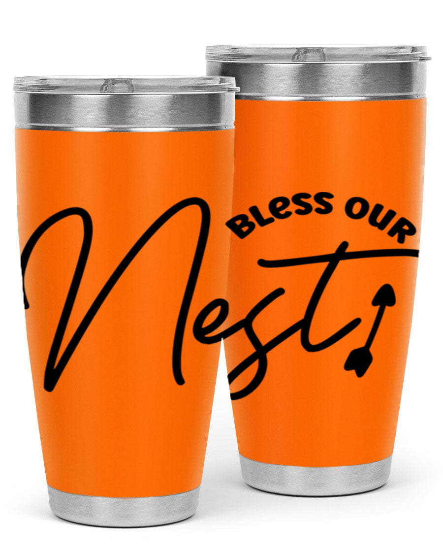Bless Our Nest55# 20oz Tumbler featuring double wall vacuum insulation and a stylish design, perfect for hot and cold beverages.