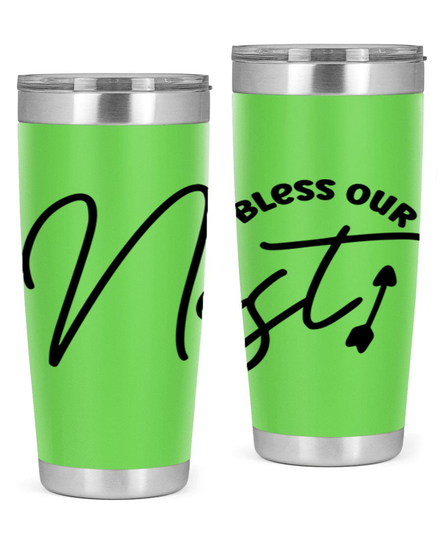 Bless Our Nest55# 20oz Tumbler featuring double wall vacuum insulation and a stylish design, perfect for hot and cold beverages.