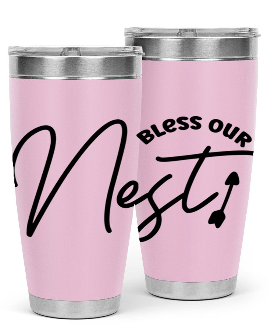 Bless Our Nest55# 20oz Tumbler featuring double wall vacuum insulation and a stylish design, perfect for hot and cold beverages.