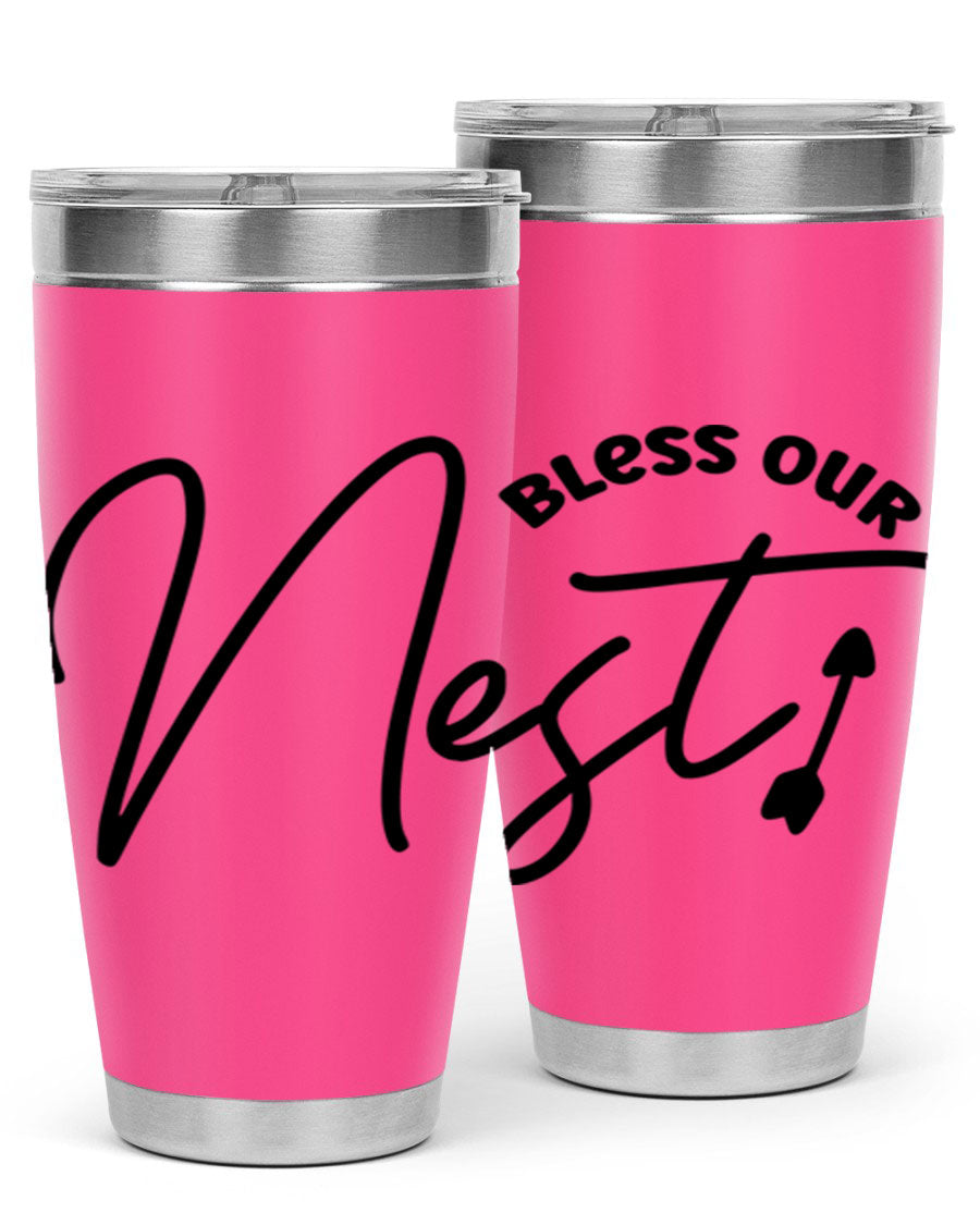 Bless Our Nest55# 20oz Tumbler featuring double wall vacuum insulation and a stylish design, perfect for hot and cold beverages.