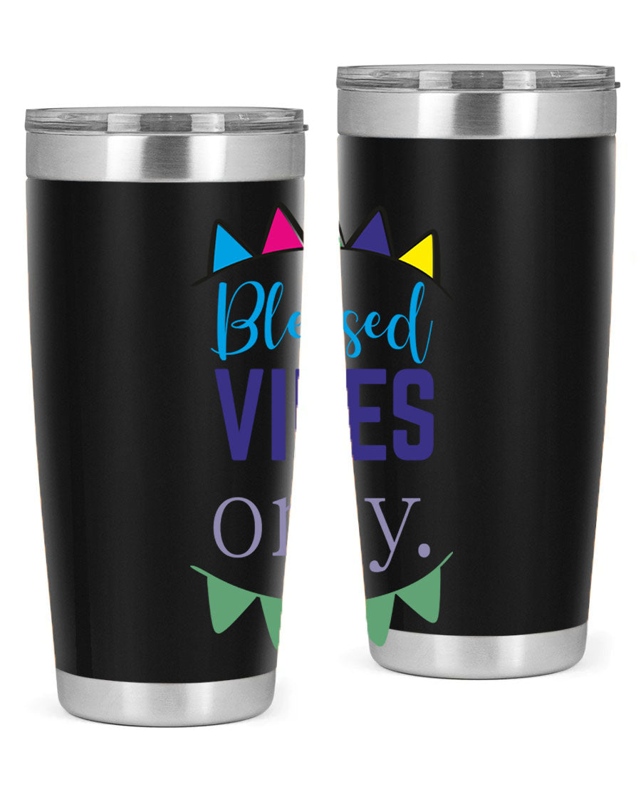 A stylish black cotton tank top featuring the phrase 'blessd vibes only' in bold letters, perfect for casual wear.