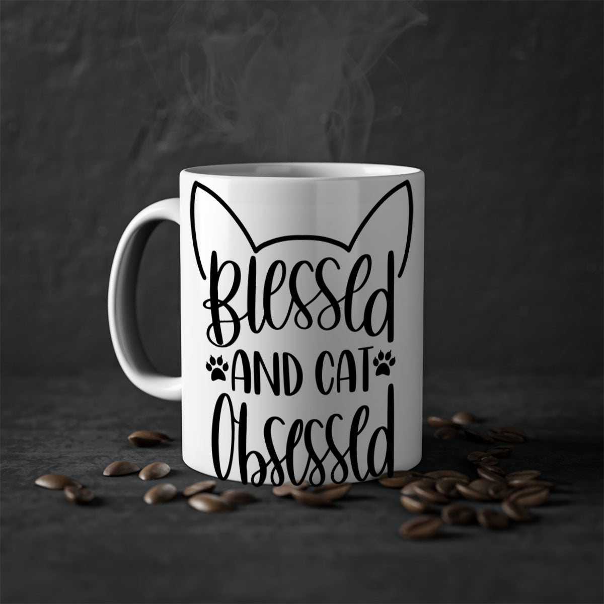 A stylish two-tone ceramic mug featuring a colored handle and interior, perfect for cat lovers, available in multiple colors.