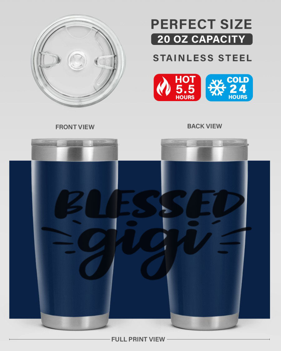 Blessed Gigi 64# Tumbler featuring a stylish design, double wall vacuum stainless steel, and a press-in drink-thru lid.