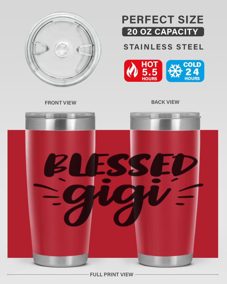 Blessed Gigi 64# Tumbler featuring a stylish design, double wall vacuum stainless steel, and a press-in drink-thru lid.