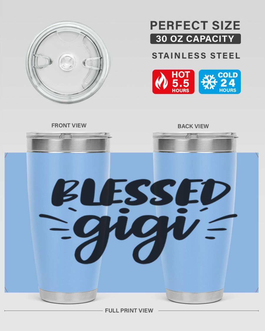 Blessed Gigi 64# Tumbler featuring a stylish design, double wall vacuum stainless steel, and a press-in drink-thru lid.