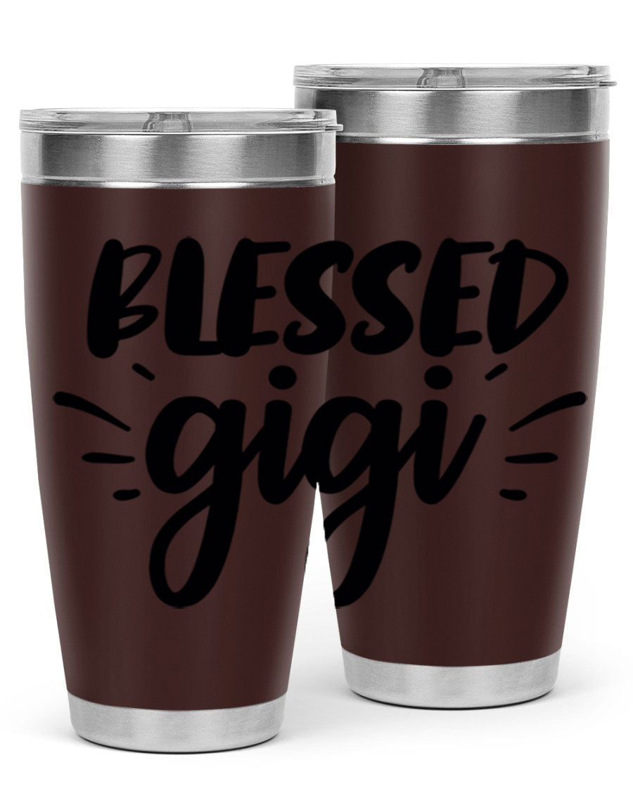 Blessed Gigi 64# Tumbler featuring a stylish design, double wall vacuum stainless steel, and a press-in drink-thru lid.