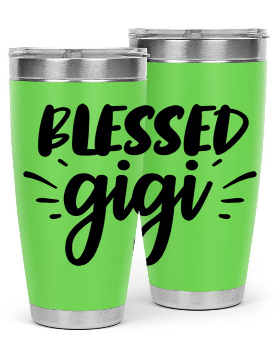 Blessed Gigi 64# Tumbler featuring a stylish design, double wall vacuum stainless steel, and a press-in drink-thru lid.