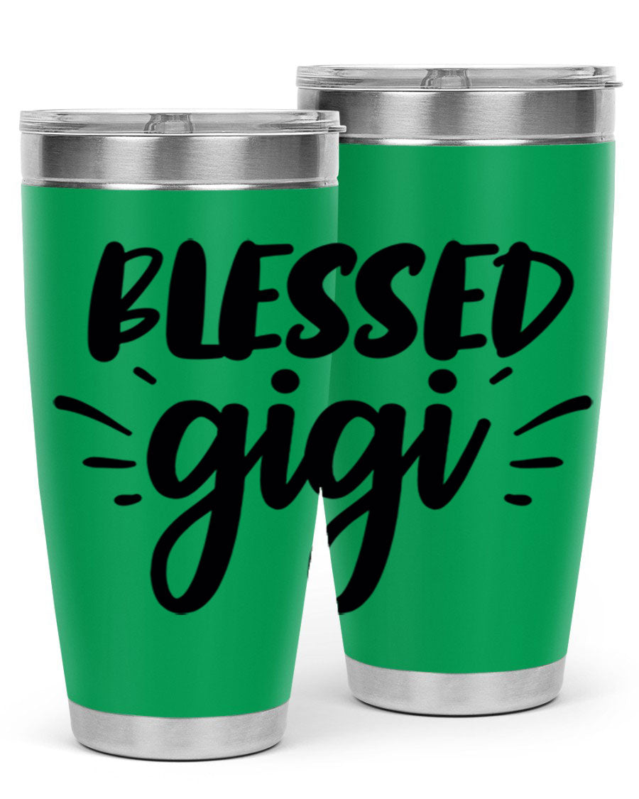 Blessed Gigi 64# Tumbler featuring a stylish design, double wall vacuum stainless steel, and a press-in drink-thru lid.