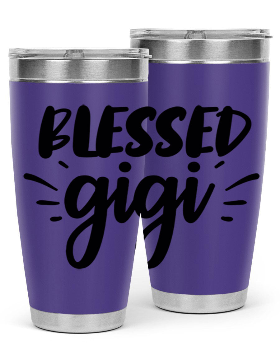 Blessed Gigi 64# Tumbler featuring a stylish design, double wall vacuum stainless steel, and a press-in drink-thru lid.