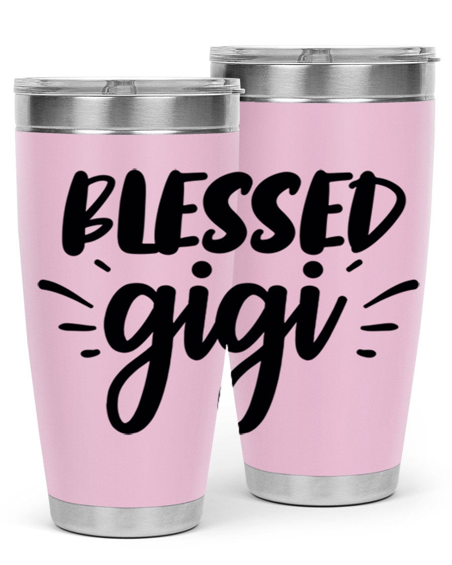 Blessed Gigi 64# Tumbler featuring a stylish design, double wall vacuum stainless steel, and a press-in drink-thru lid.