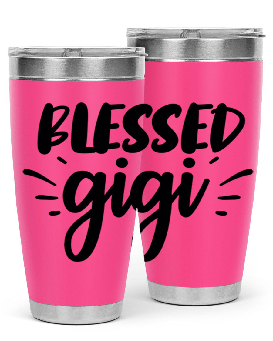 Blessed Gigi 64# Tumbler featuring a stylish design, double wall vacuum stainless steel, and a press-in drink-thru lid.