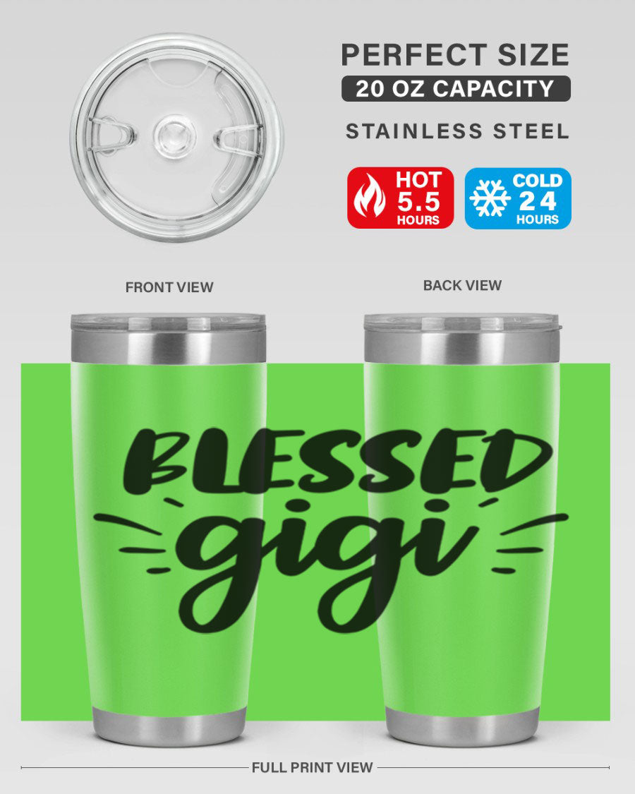 Blessed Gigi 64# Tumbler featuring a stylish design, double wall vacuum stainless steel, and a press-in drink-thru lid.