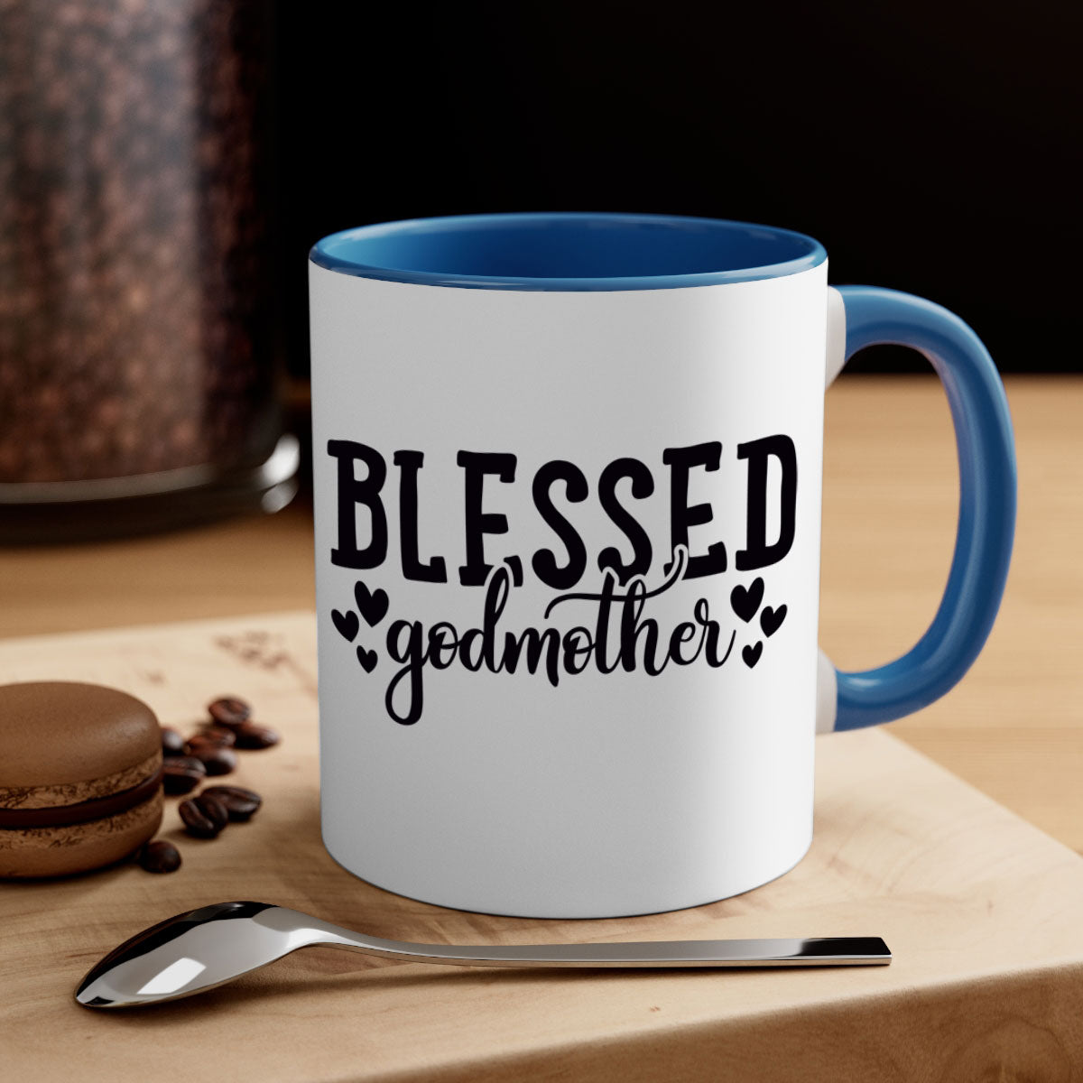 A stylish two-tone Blessed Godmother Mug with a glossy finish, featuring a colored handle and interior, available in multiple colors.
