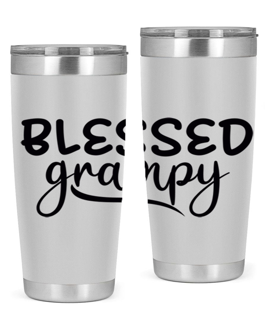 Blessed Grampy 77# Tumbler in stainless steel with a drink-thru lid, showcasing its double wall vacuum design.