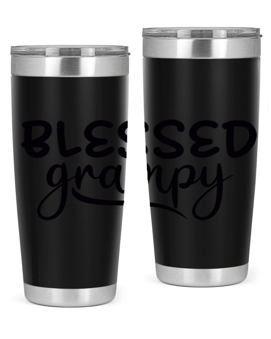 Blessed Grampy 77# Tumbler in stainless steel with a drink-thru lid, showcasing its double wall vacuum design.