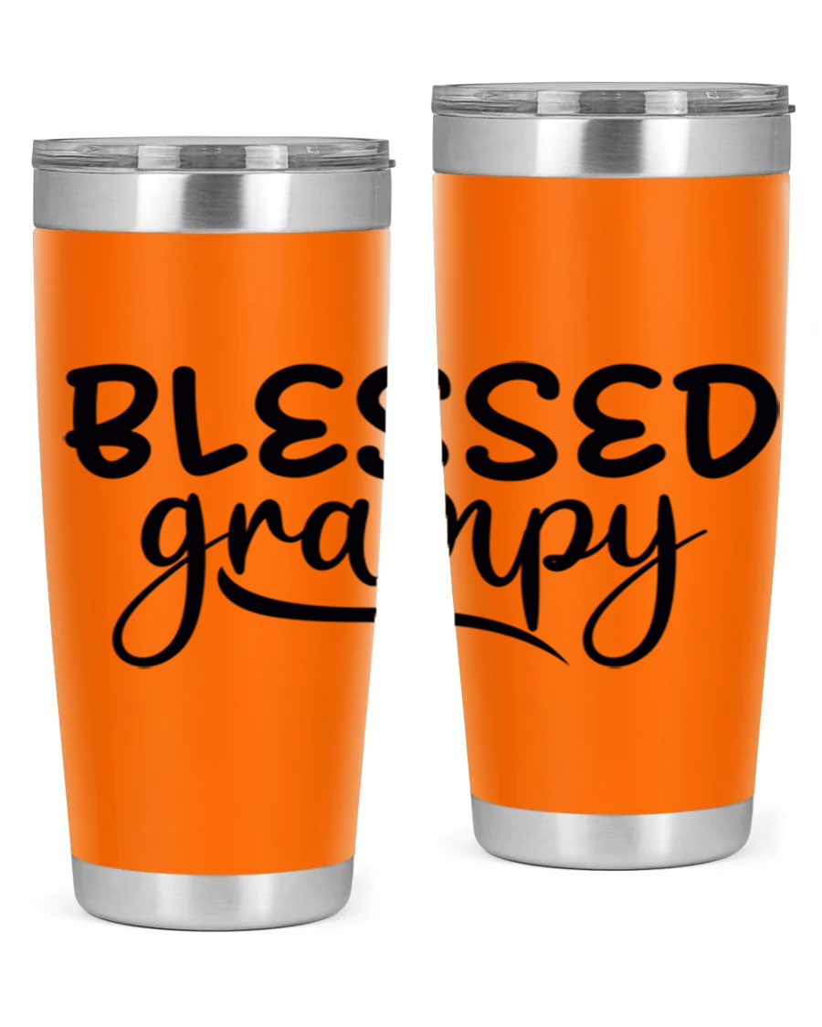Blessed Grampy 77# Tumbler in stainless steel with a drink-thru lid, showcasing its double wall vacuum design.