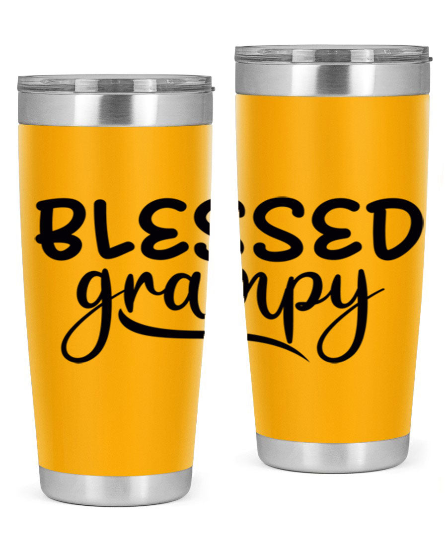 Blessed Grampy 77# Tumbler in stainless steel with a drink-thru lid, showcasing its double wall vacuum design.