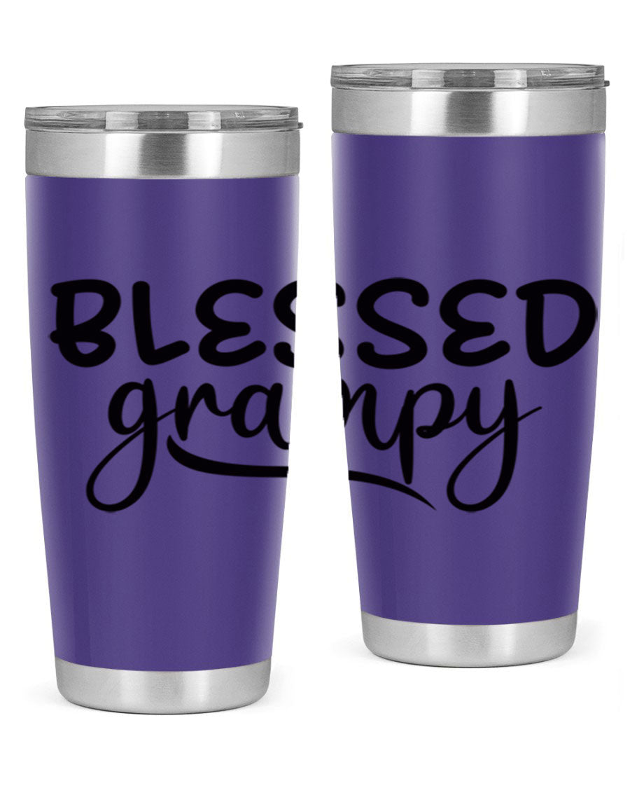 Blessed Grampy 77# Tumbler in stainless steel with a drink-thru lid, showcasing its double wall vacuum design.