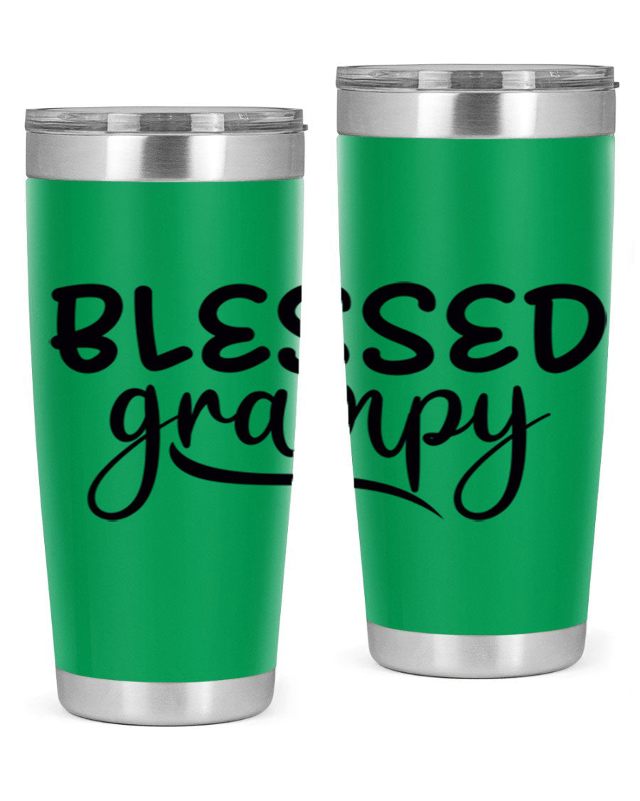 Blessed Grampy 77# Tumbler in stainless steel with a drink-thru lid, showcasing its double wall vacuum design.