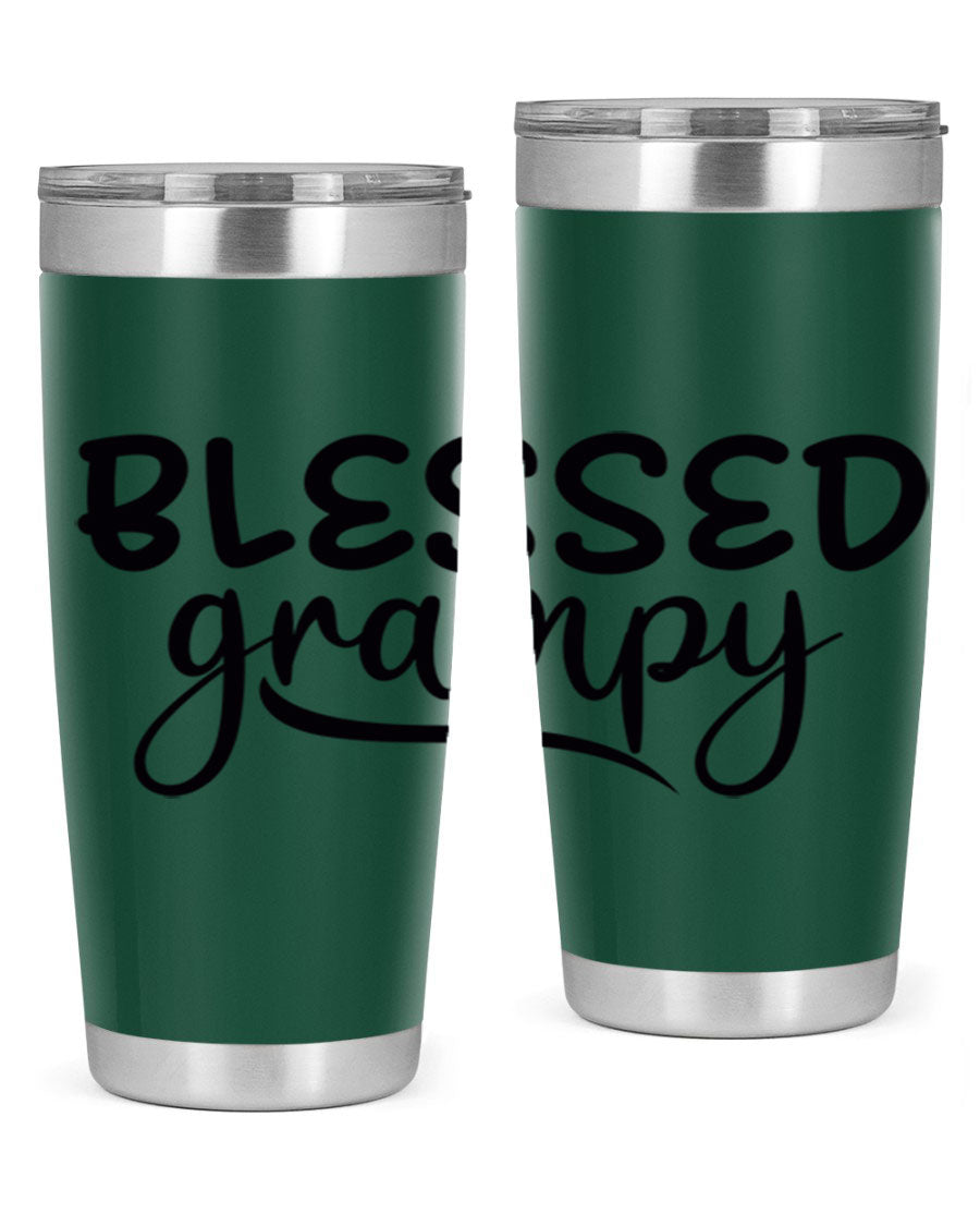 Blessed Grampy 77# Tumbler in stainless steel with a drink-thru lid, showcasing its double wall vacuum design.