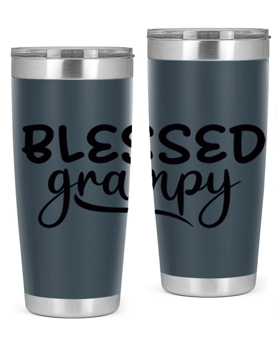 Blessed Grampy 77# Tumbler in stainless steel with a drink-thru lid, showcasing its double wall vacuum design.