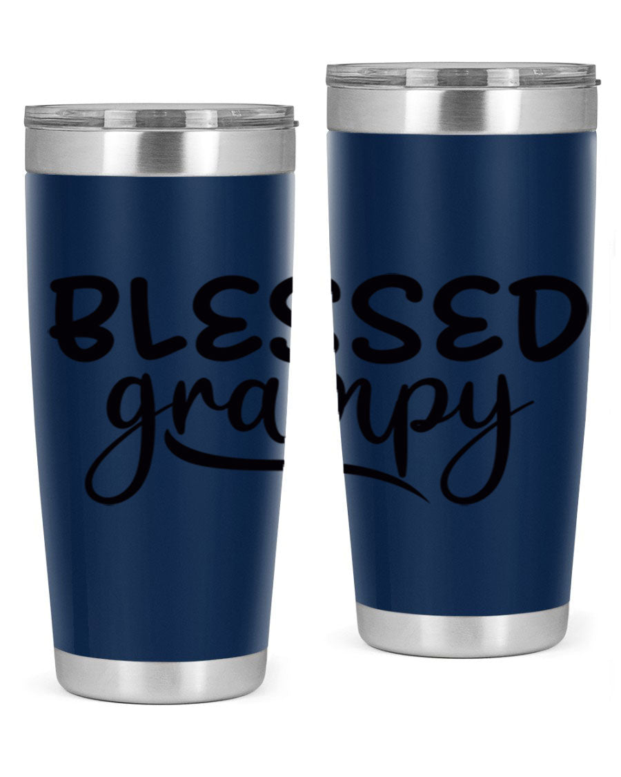 Blessed Grampy 77# Tumbler in stainless steel with a drink-thru lid, showcasing its double wall vacuum design.