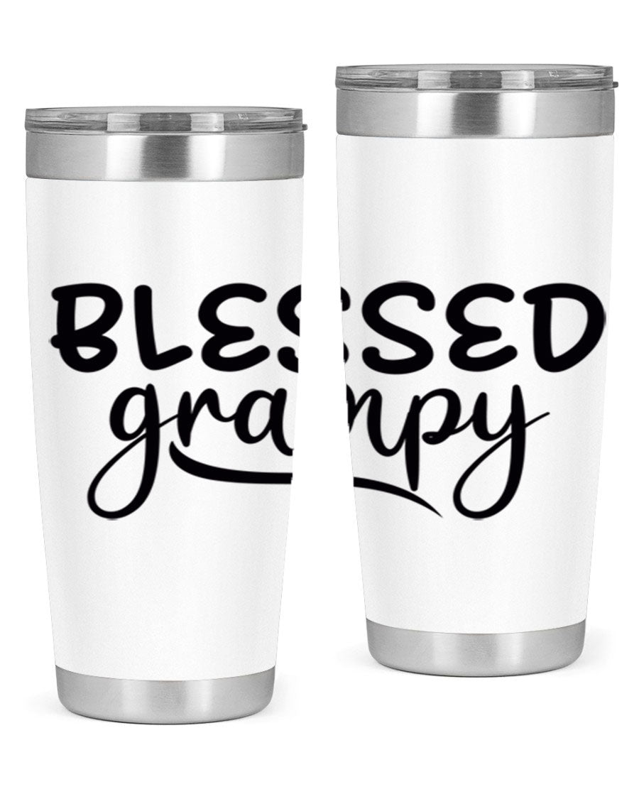 Blessed Grampy 77# Tumbler in stainless steel with a drink-thru lid, showcasing its double wall vacuum design.
