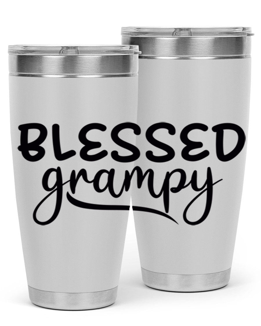 Blessed Grampy 77# Tumbler in stainless steel with a drink-thru lid, showcasing its double wall vacuum design.