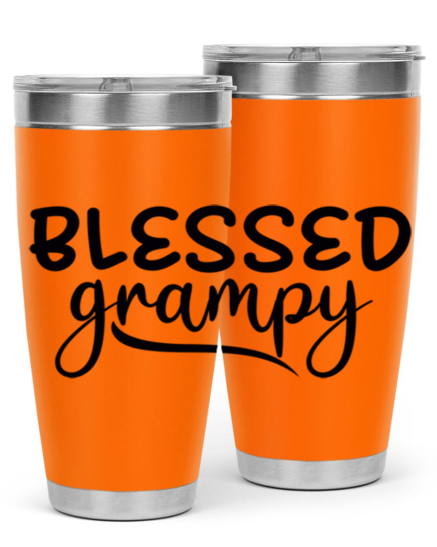 Blessed Grampy 77# Tumbler in stainless steel with a drink-thru lid, showcasing its double wall vacuum design.