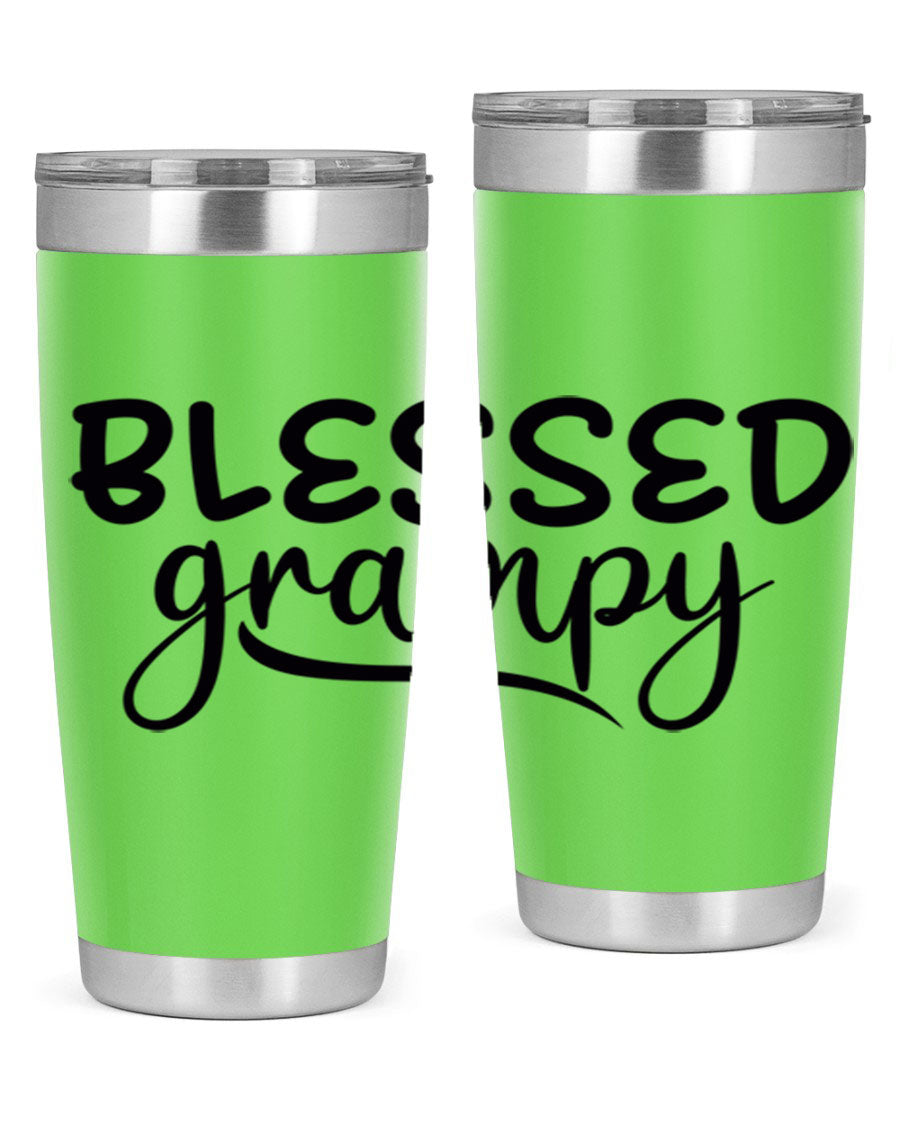 Blessed Grampy 77# Tumbler in stainless steel with a drink-thru lid, showcasing its double wall vacuum design.