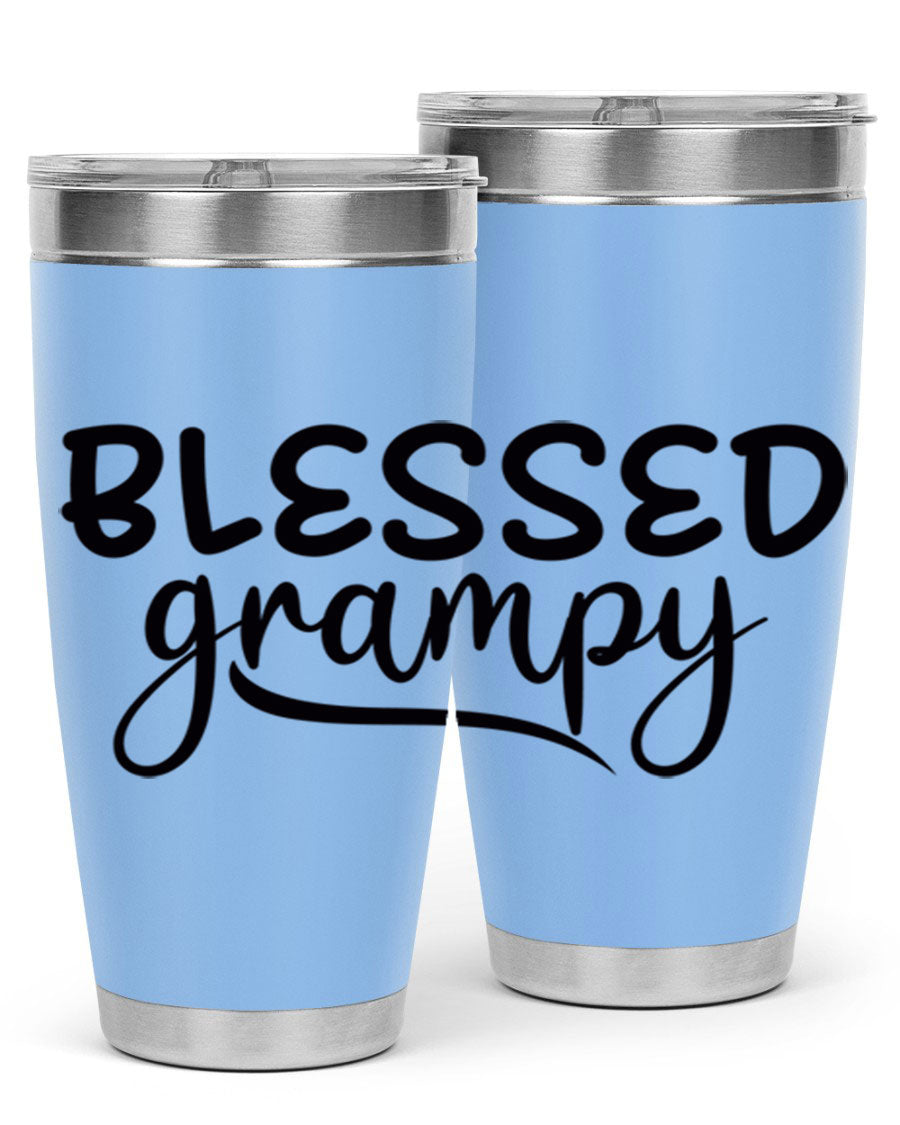 Blessed Grampy 77# Tumbler in stainless steel with a drink-thru lid, showcasing its double wall vacuum design.