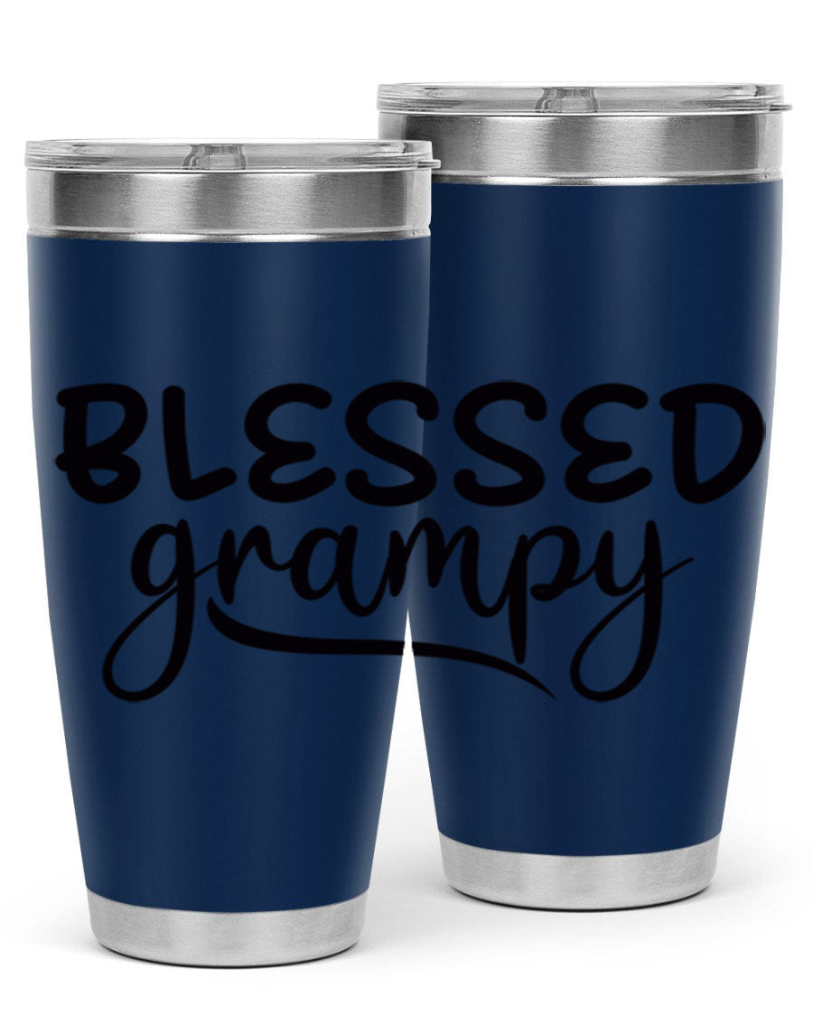Blessed Grampy 77# Tumbler in stainless steel with a drink-thru lid, showcasing its double wall vacuum design.