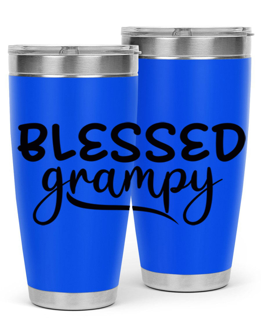 Blessed Grampy 77# Tumbler in stainless steel with a drink-thru lid, showcasing its double wall vacuum design.