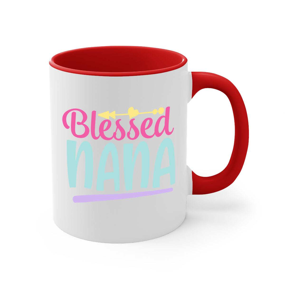 A stylish two-tone Blessed Nana 60# Mug with a glossy finish, featuring a colored handle and interior, perfect for coffee or tea.