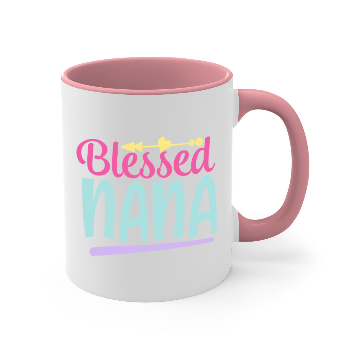 A stylish two-tone Blessed Nana 60# Mug with a glossy finish, featuring a colored handle and interior, perfect for coffee or tea.