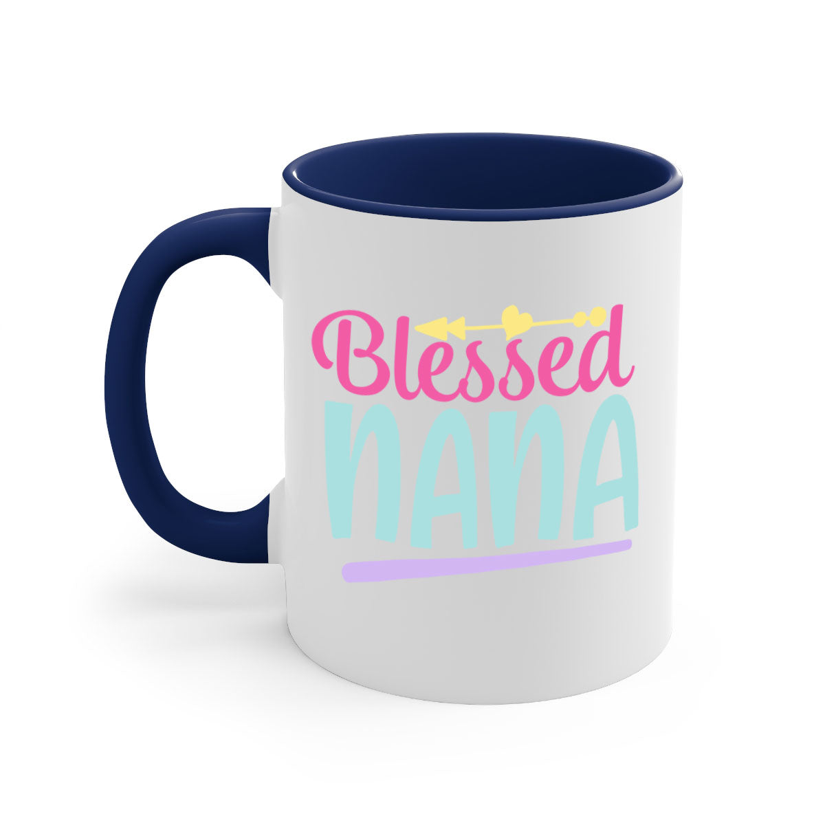 A stylish two-tone Blessed Nana 60# Mug with a glossy finish, featuring a colored handle and interior, perfect for coffee or tea.