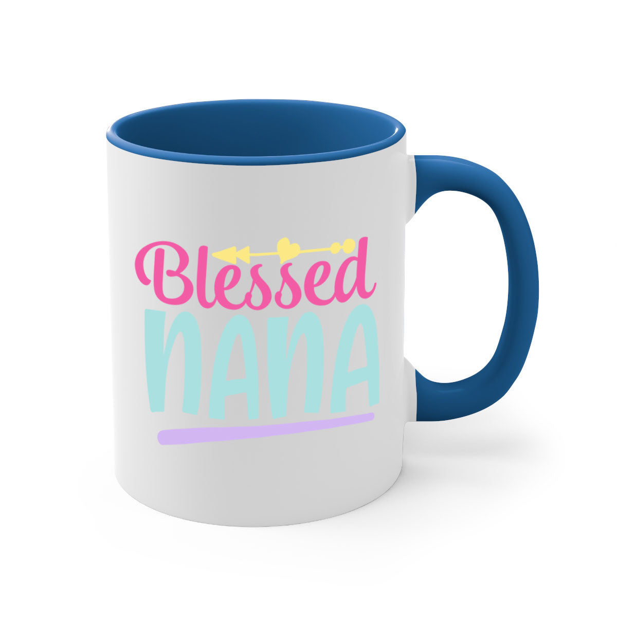 A stylish two-tone Blessed Nana 60# Mug with a glossy finish, featuring a colored handle and interior, perfect for coffee or tea.
