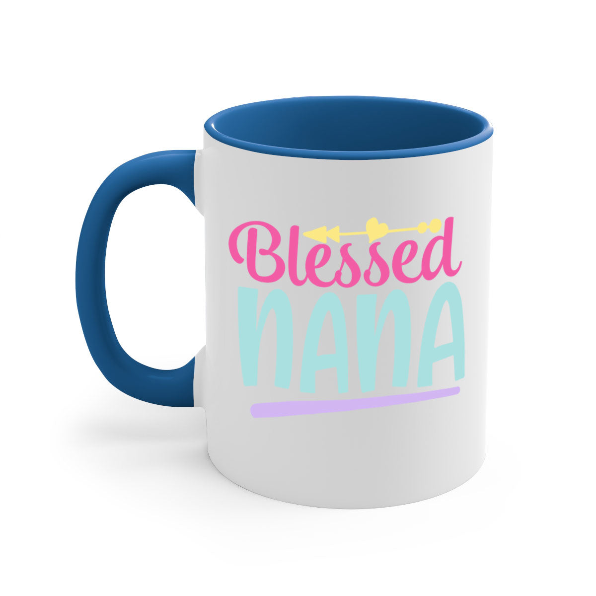 A stylish two-tone Blessed Nana 60# Mug with a glossy finish, featuring a colored handle and interior, perfect for coffee or tea.