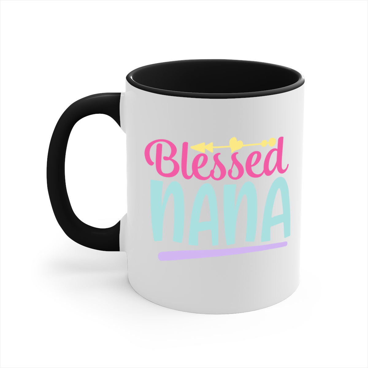 A stylish two-tone Blessed Nana 60# Mug with a glossy finish, featuring a colored handle and interior, perfect for coffee or tea.