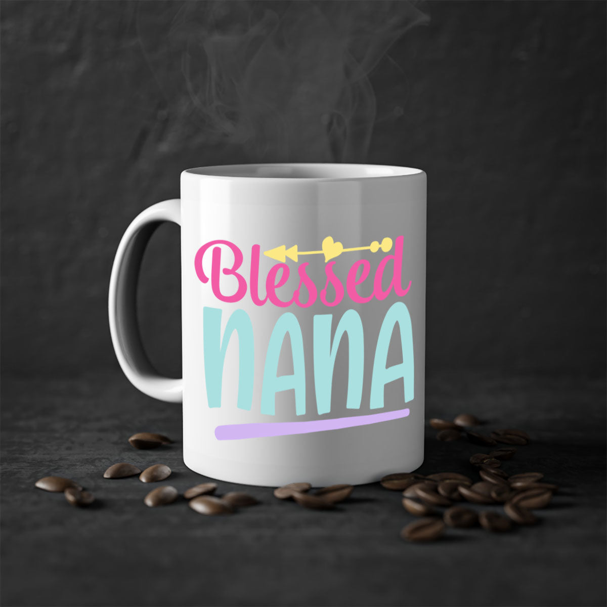 A stylish two-tone Blessed Nana 60# Mug with a glossy finish, featuring a colored handle and interior, perfect for coffee or tea.
