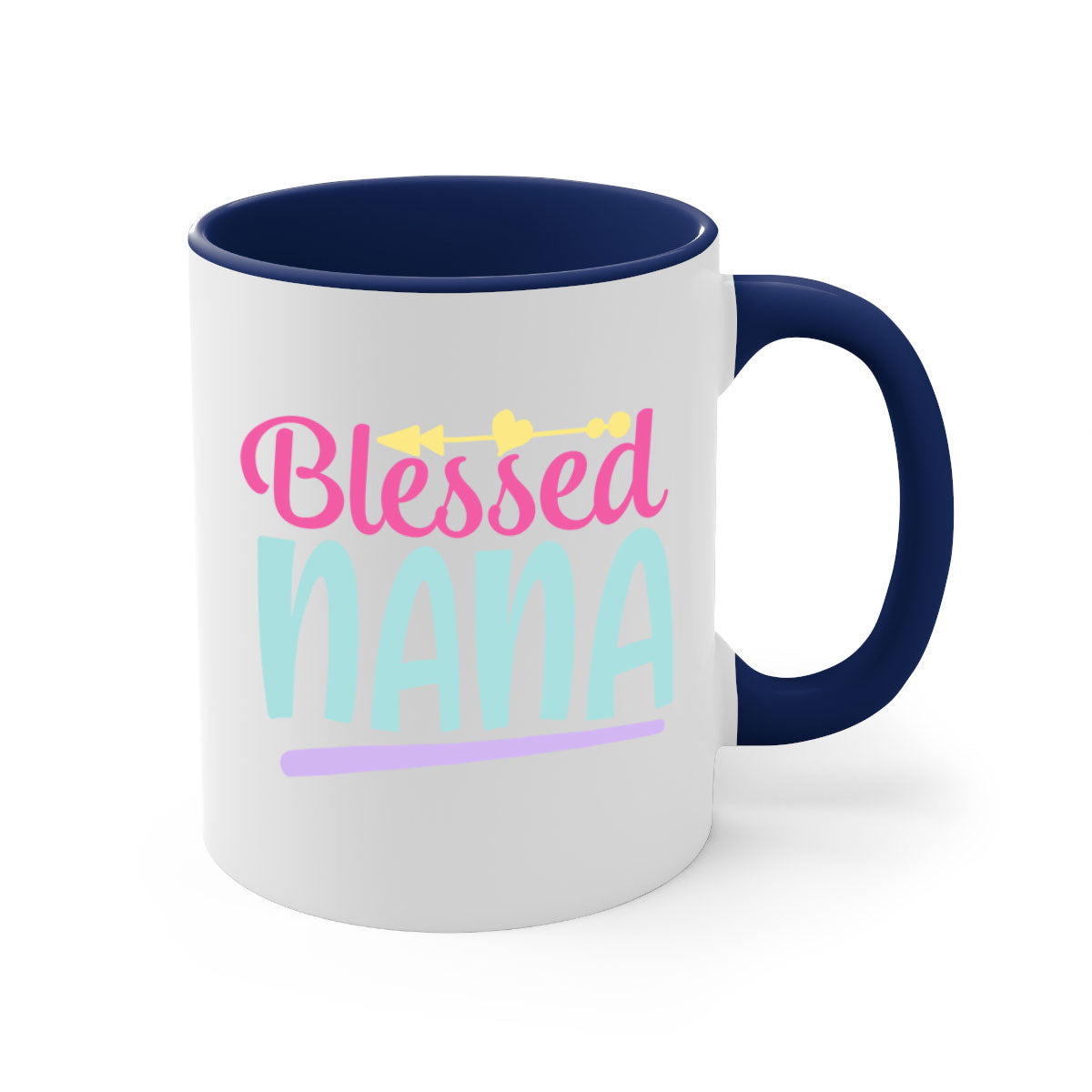 A stylish two-tone Blessed Nana 60# Mug with a glossy finish, featuring a colored handle and interior, perfect for coffee or tea.