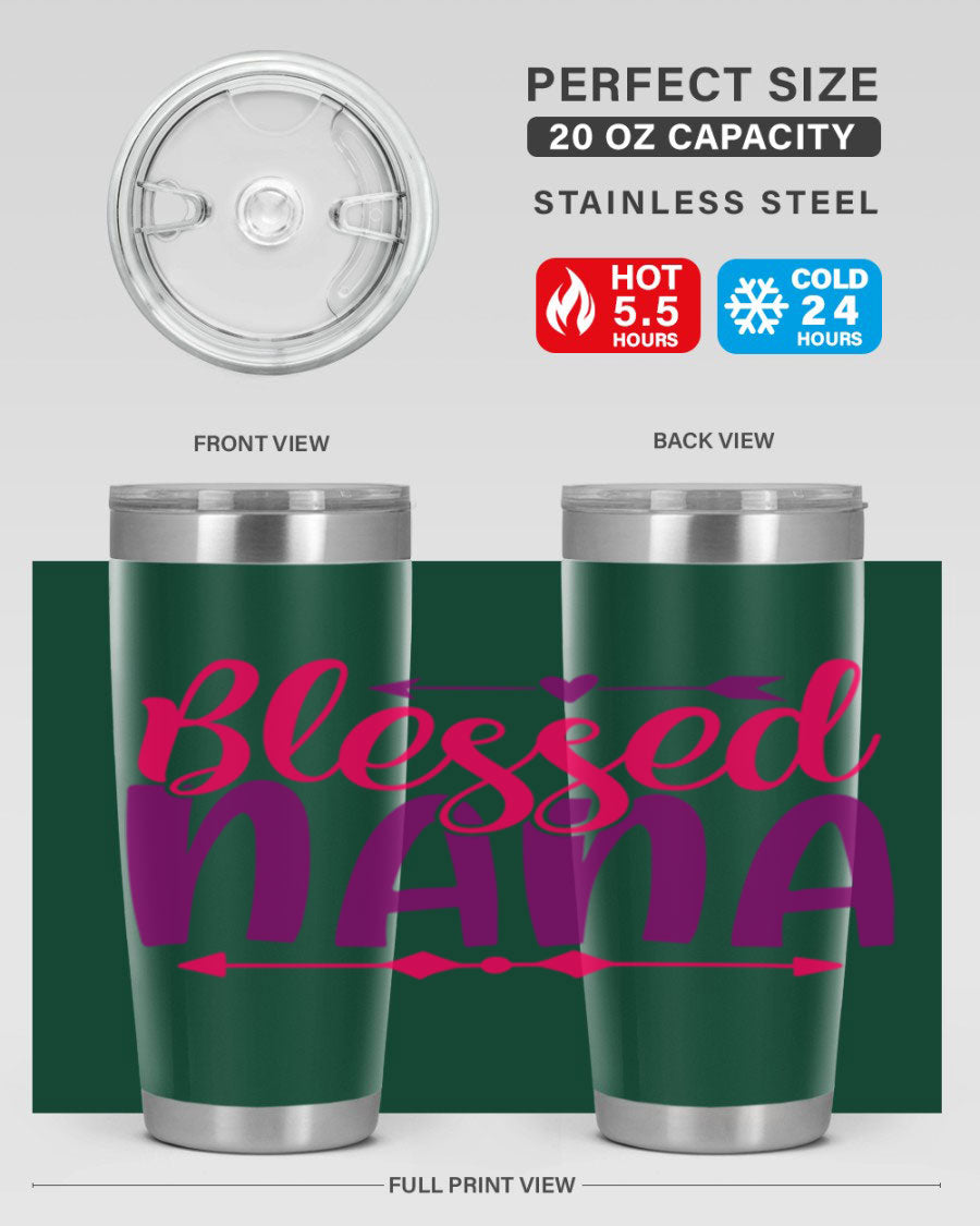 Blessed Nana Style 277# baby tumbler in stainless steel with a vibrant design, featuring a press-in lid and double wall vacuum insulation.