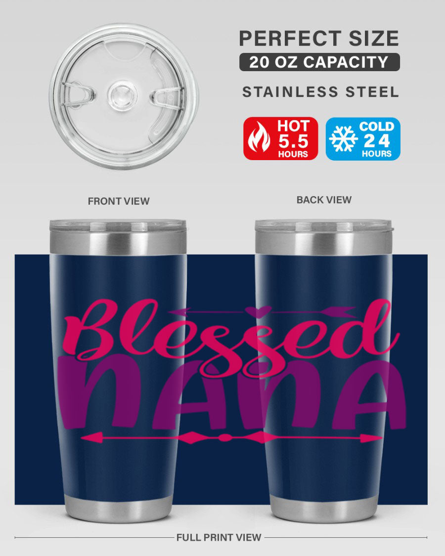 Blessed Nana Style 277# baby tumbler in stainless steel with a vibrant design, featuring a press-in lid and double wall vacuum insulation.