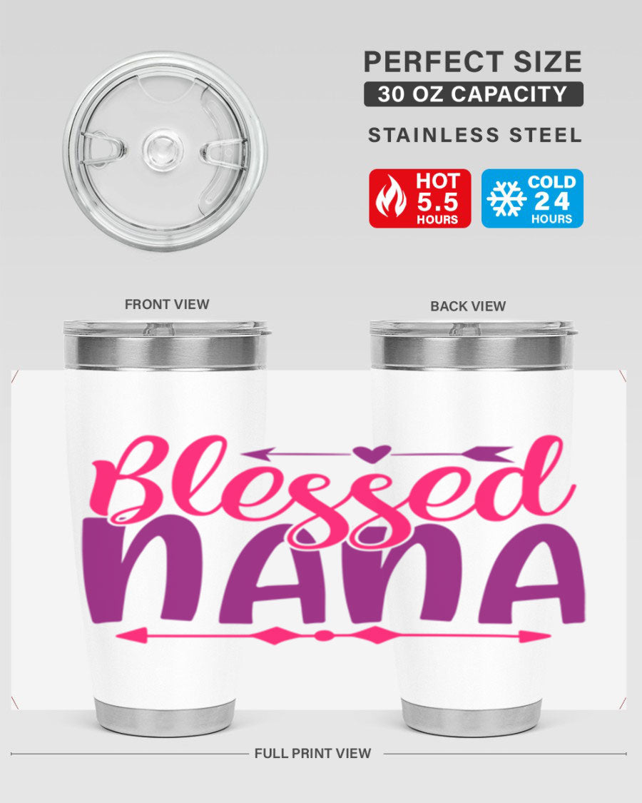 Blessed Nana Style 277# baby tumbler in stainless steel with a vibrant design, featuring a press-in lid and double wall vacuum insulation.