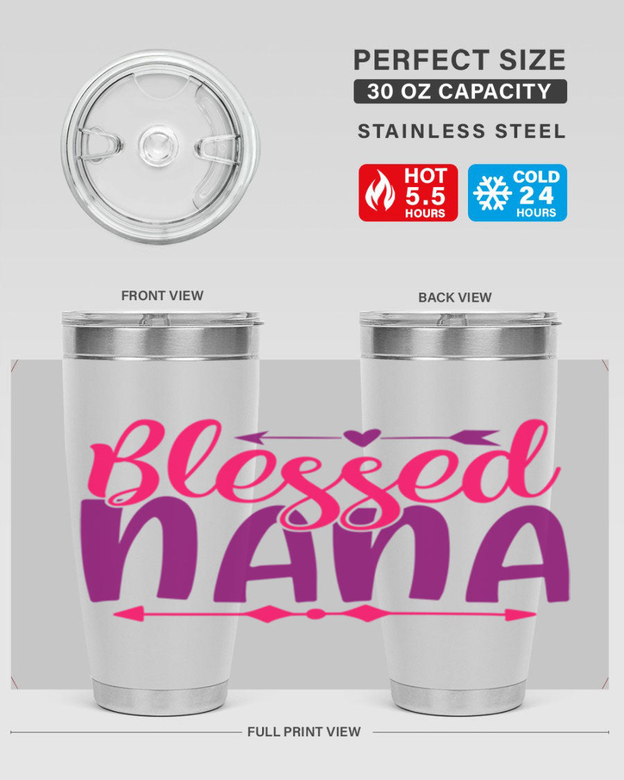 Blessed Nana Style 277# baby tumbler in stainless steel with a vibrant design, featuring a press-in lid and double wall vacuum insulation.
