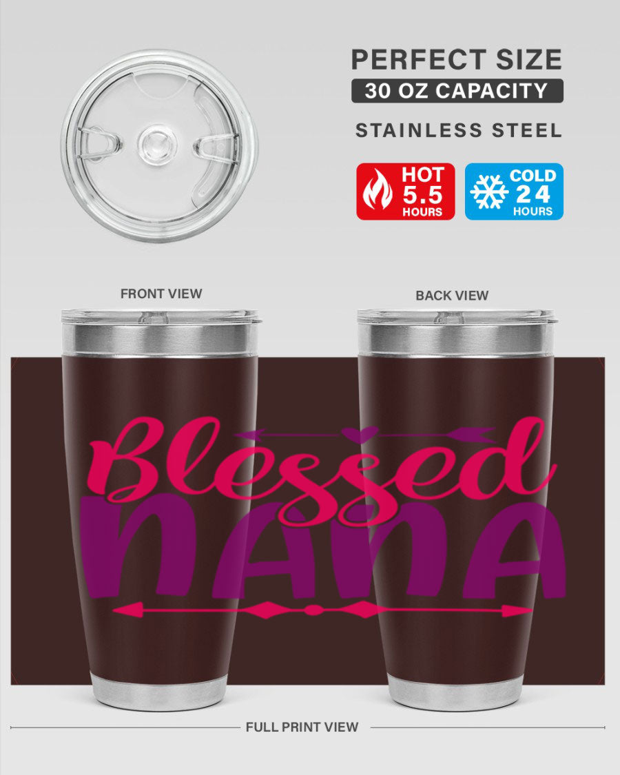 Blessed Nana Style 277# baby tumbler in stainless steel with a vibrant design, featuring a press-in lid and double wall vacuum insulation.